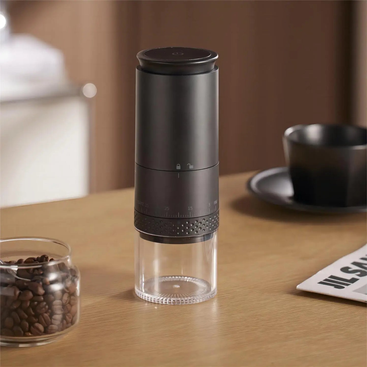 Adjustable Electric Burr Coffee Grinder – 1500mAh USB-C Rechargeable Mill for Fresh Coffee