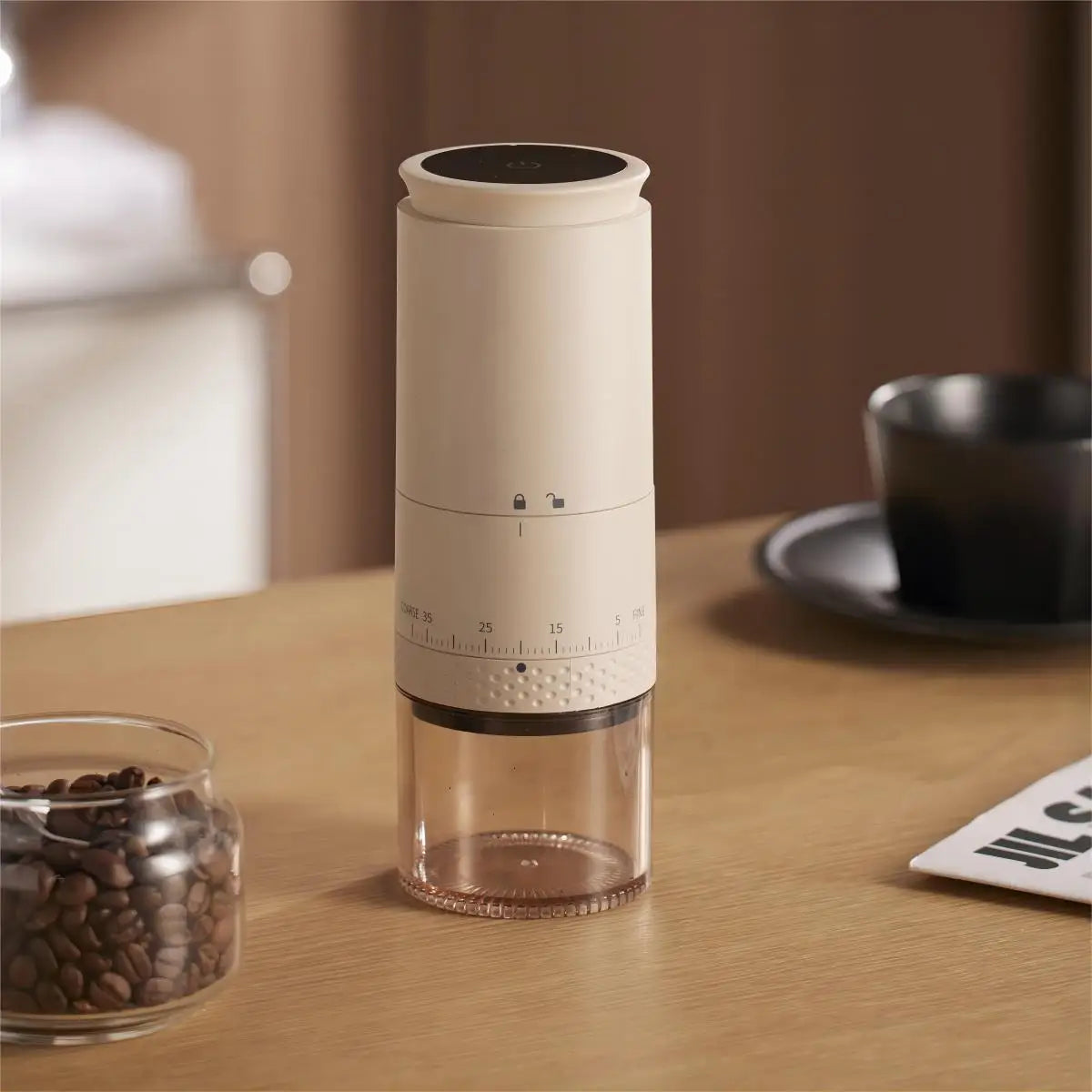 Adjustable Electric Burr Coffee Grinder – 1500mAh USB-C Rechargeable Mill for Fresh Coffee