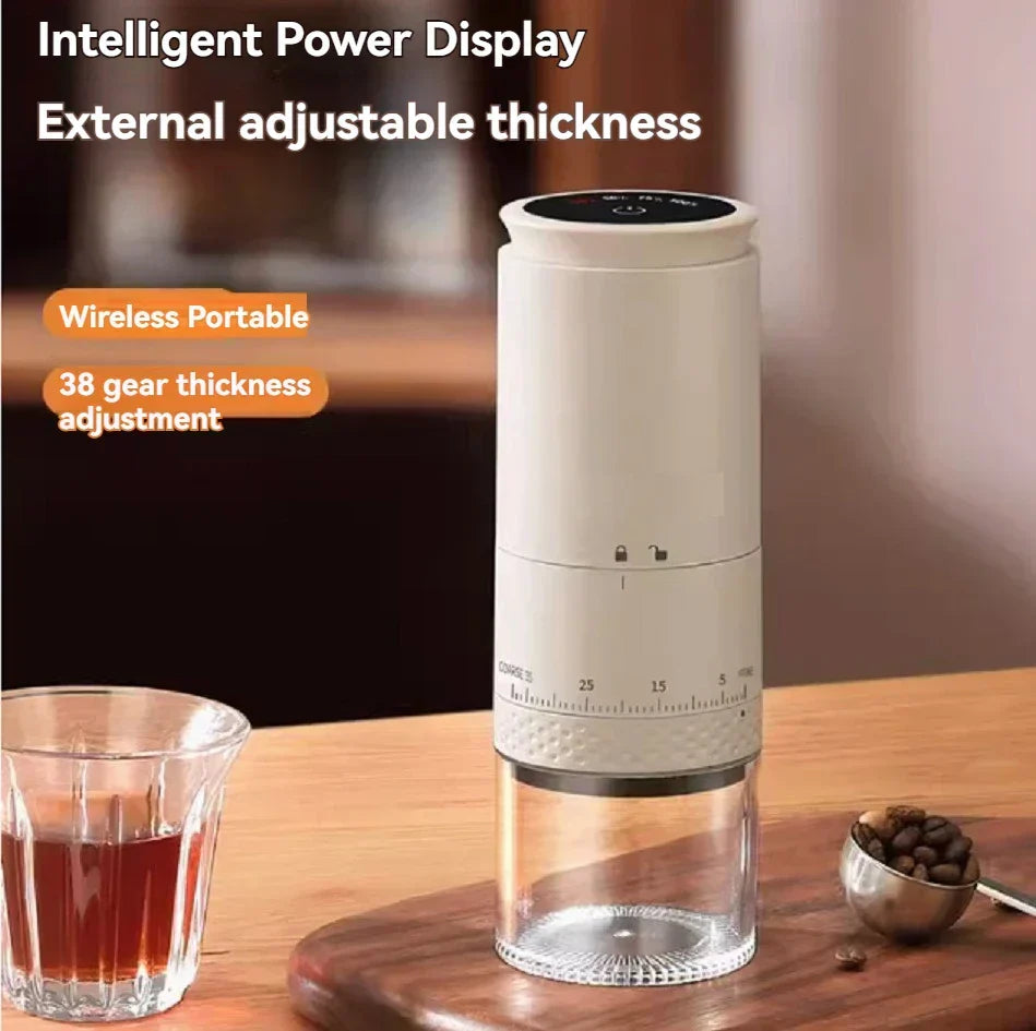 Adjustable Electric Burr Coffee Grinder – 1500mAh USB-C Rechargeable Mill for Fresh Coffee