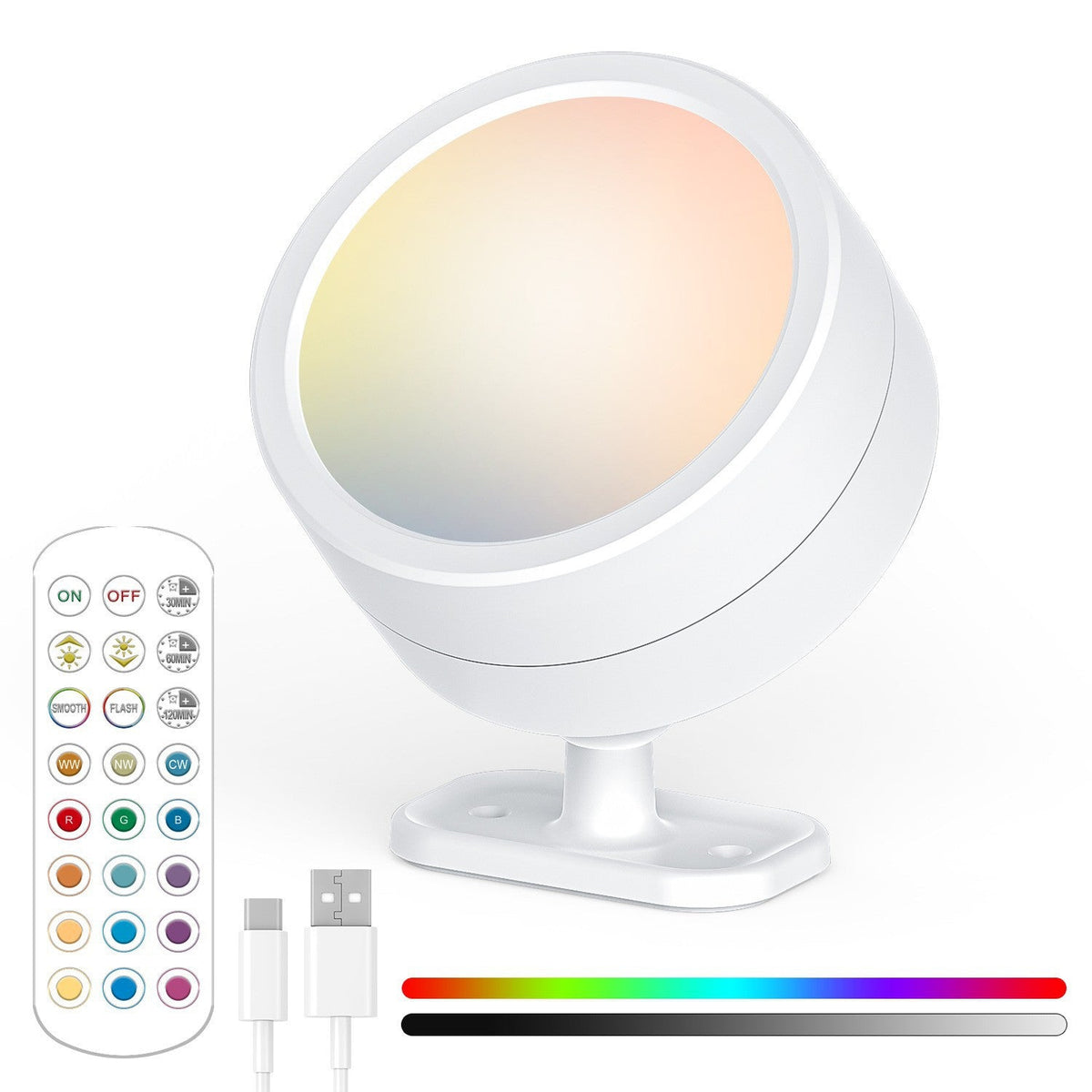 Adjustable RGB LED Accent Spotlight with Remote and USB-C Mount