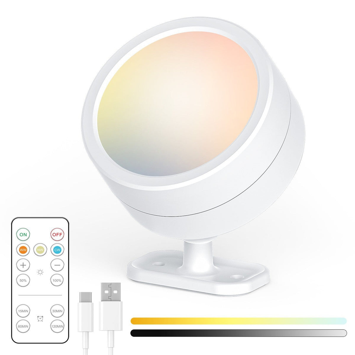 Adjustable RGB LED Accent Spotlight with Remote and USB-C Mount
