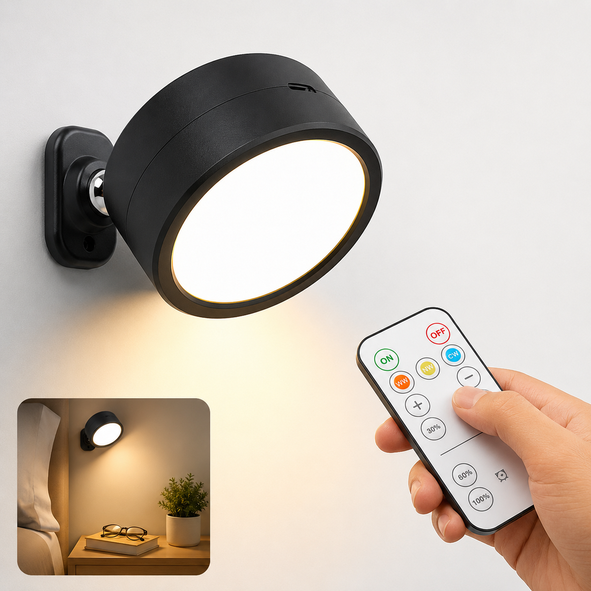 Adjustable RGB LED Accent Spotlight with Remote and USB-C Mount