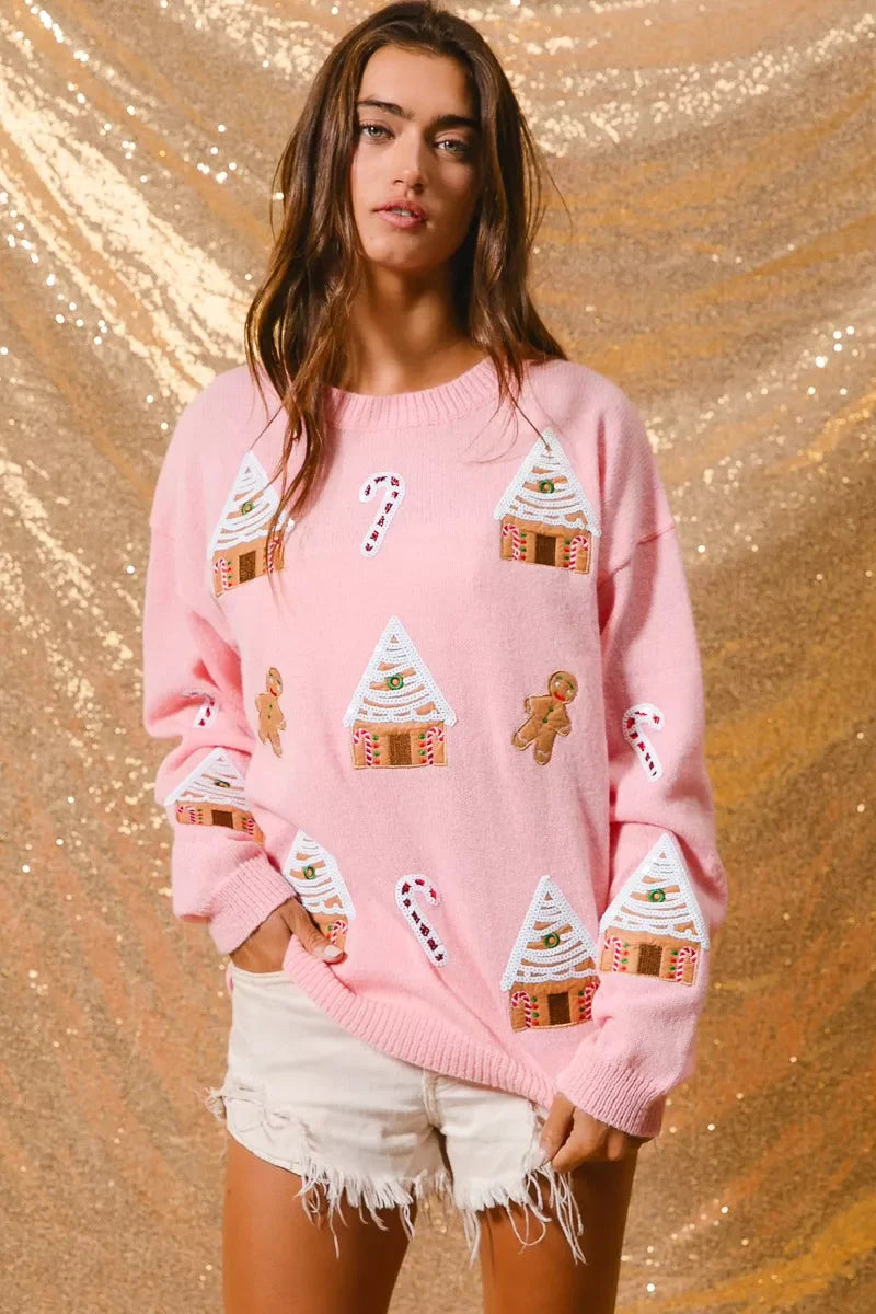 Image of Adrienne | Women's Crew Neck Novelty Sweater