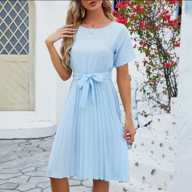 Image of Adrienne | Women's Pleated A-Line Midi Dress