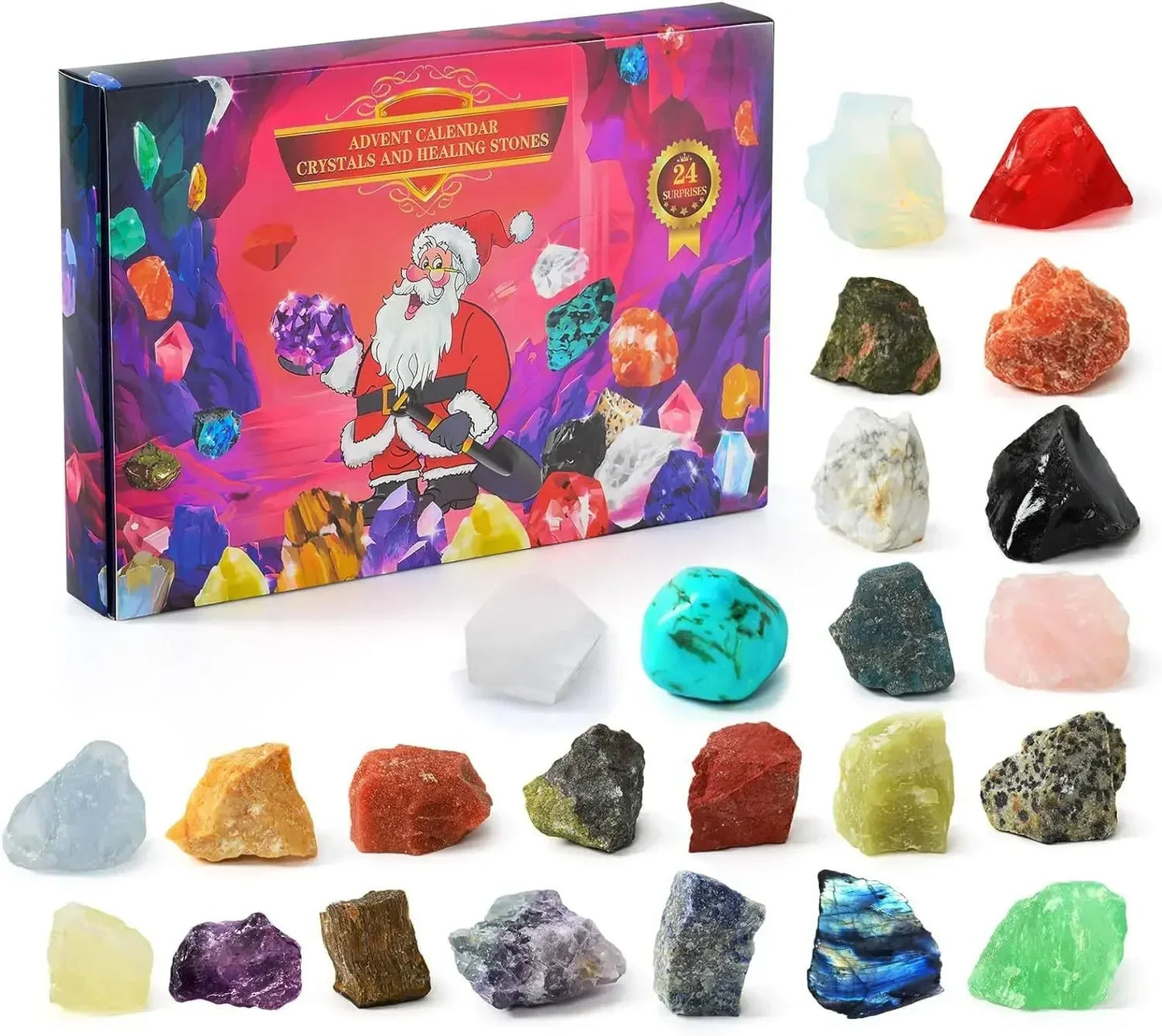 Advent Calendar with 24 Natural Crystal Treasures