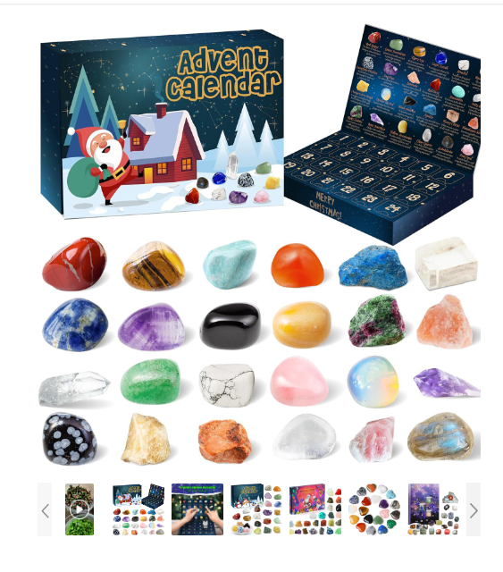 Advent Calendar with 24 Natural Crystal Treasures