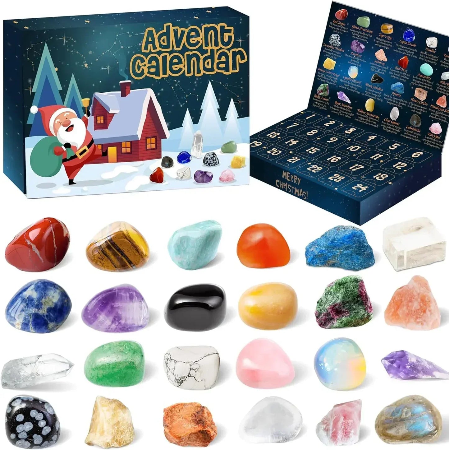Advent Calendar with 24 Natural Crystal Treasures