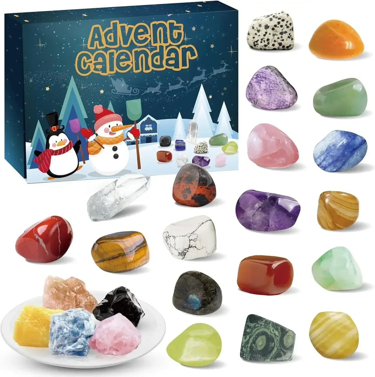 Advent Calendar with 24 Natural Crystal Treasures