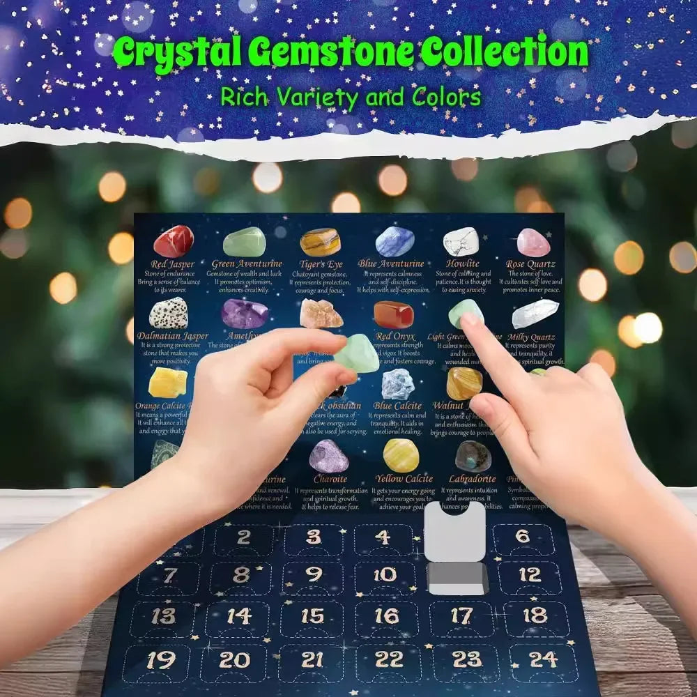 Advent Calendar with 24 Natural Crystal Treasures