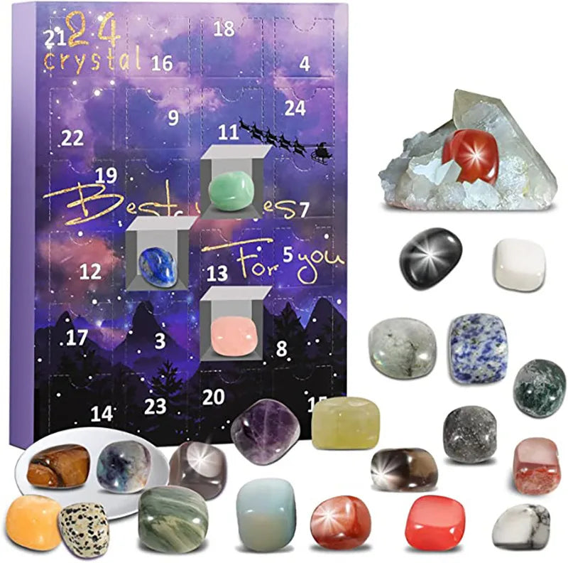 Advent Calendar with 24 Natural Crystal Treasures