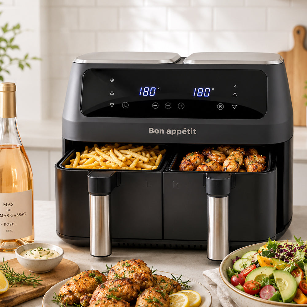 Airfryer 8.0 l - double - 2 baskets and 2,400 watts