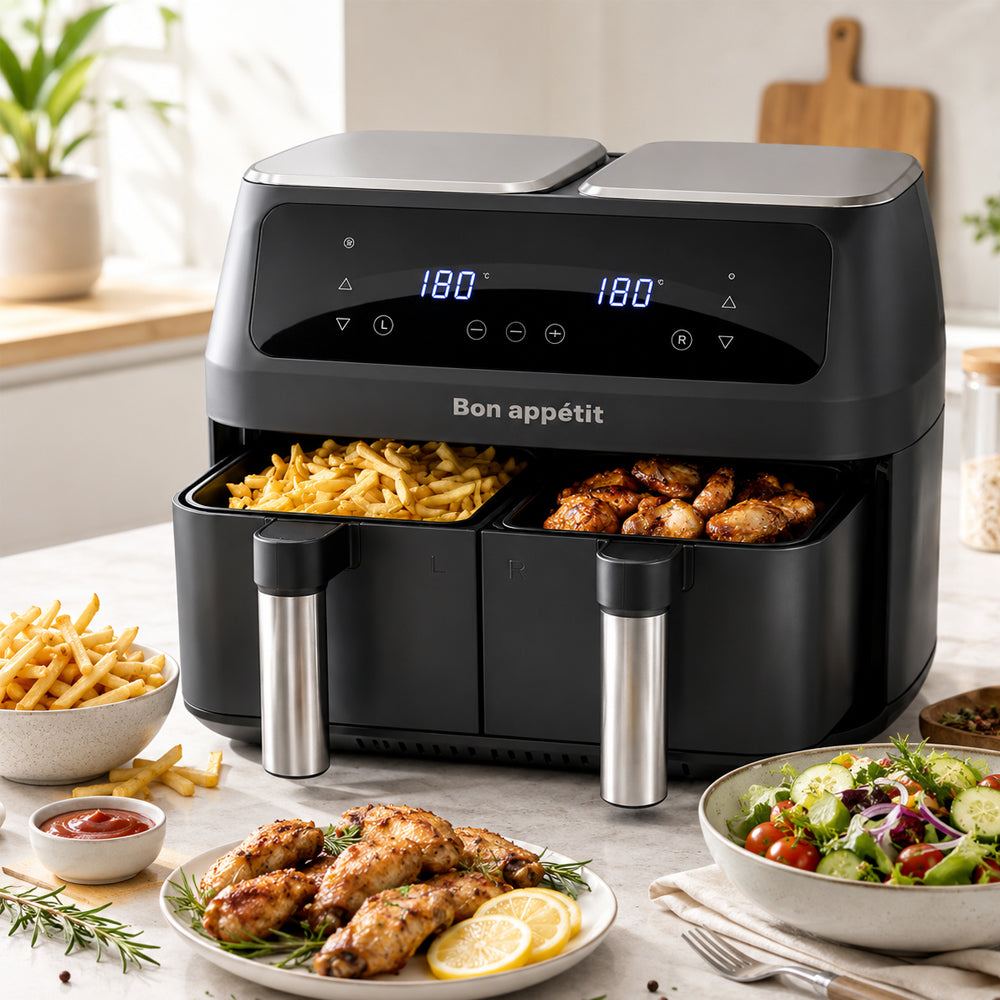 Airfryer 8.0 l - double - 2 baskets and 2,400 watts