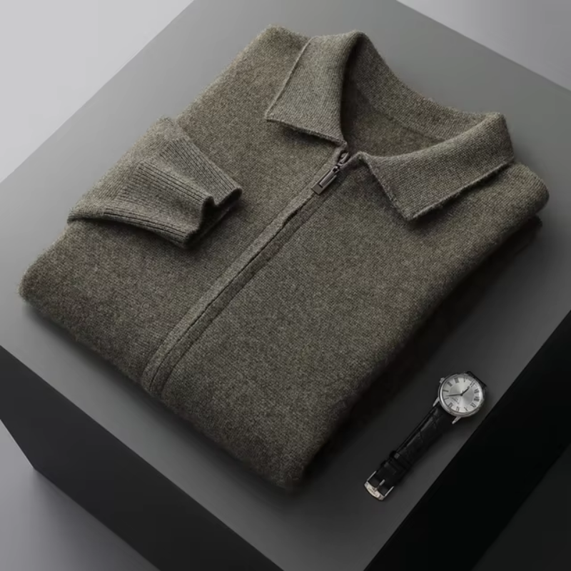 Image of Albert | Men's Zip-Up Collared Cardigan