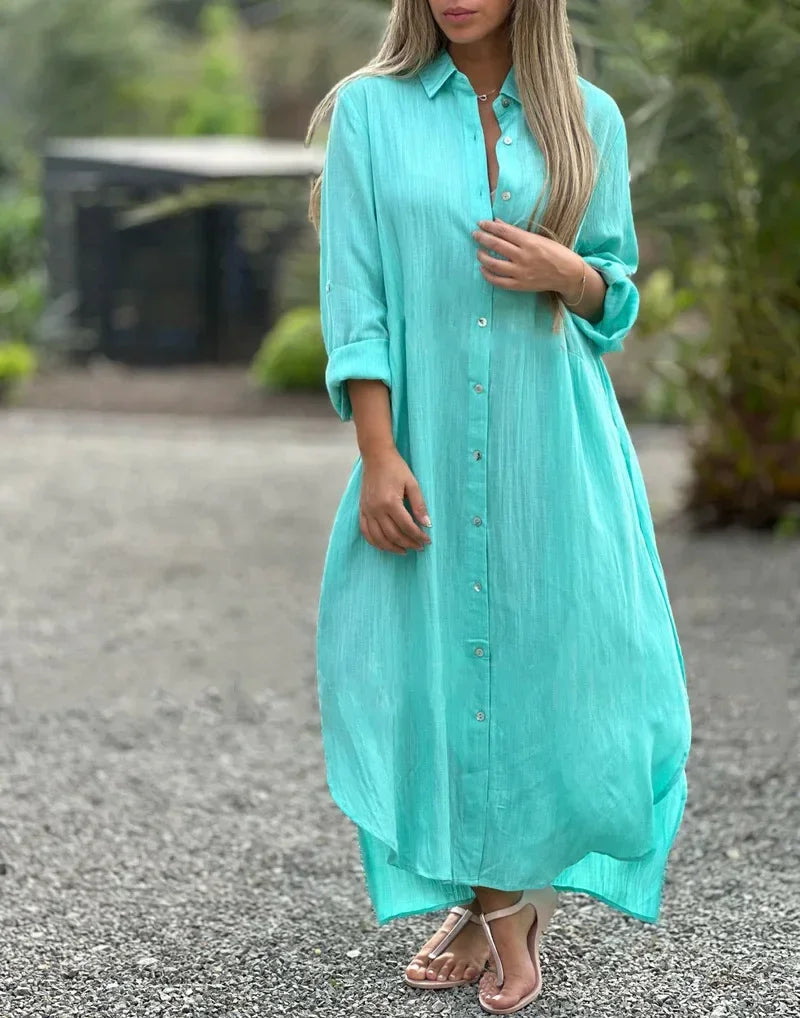 Image of Amber | Women's Button-Down Maxi Shirt Dress