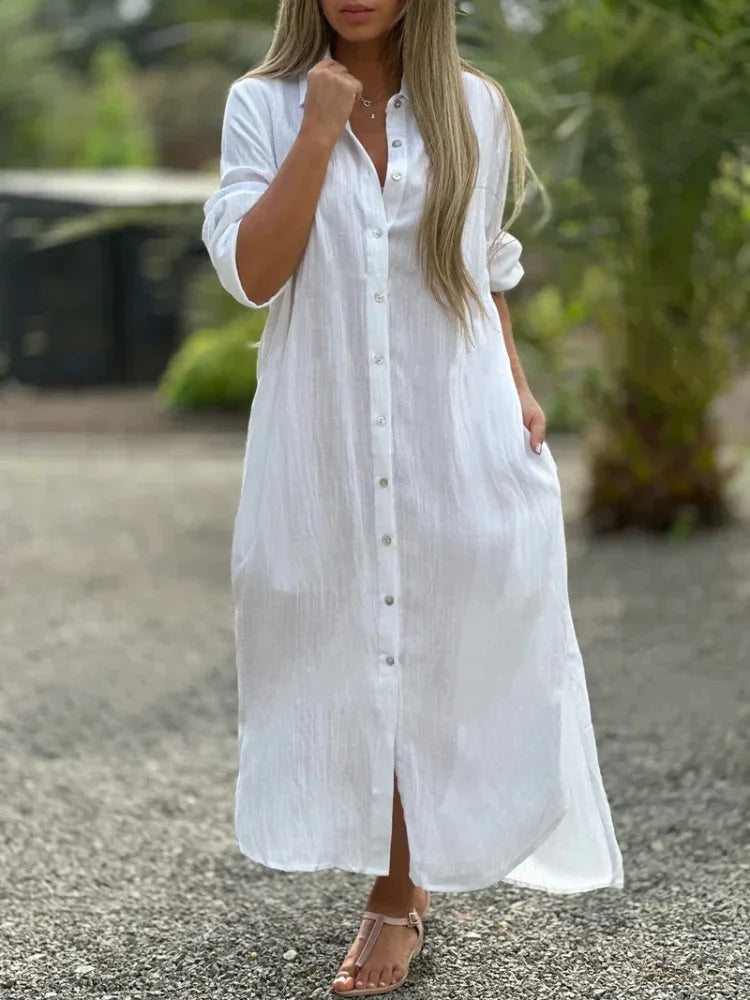 Image of Amber | Women's Button-Down Maxi Shirt Dress
