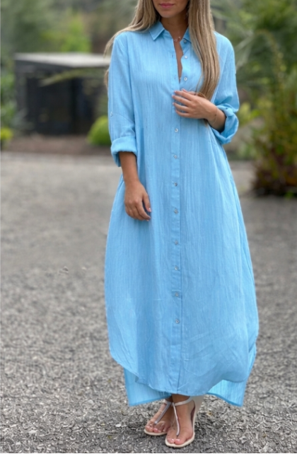 Amber | Women's Button-Down Maxi Shirt Dress - Image 1