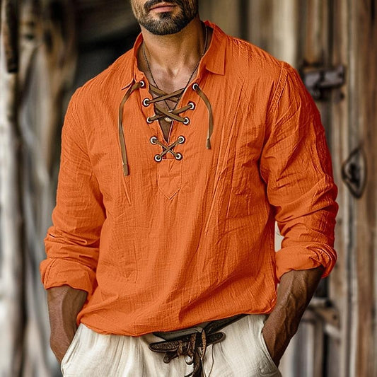 Image of Andy | Men's Lace-Up Long Sleeve Shirt