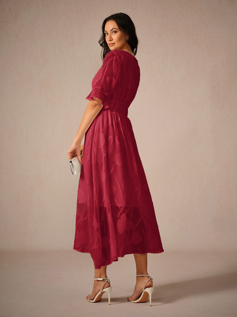 Image of Angela | Women's V-Neck A-Line Midi Dress