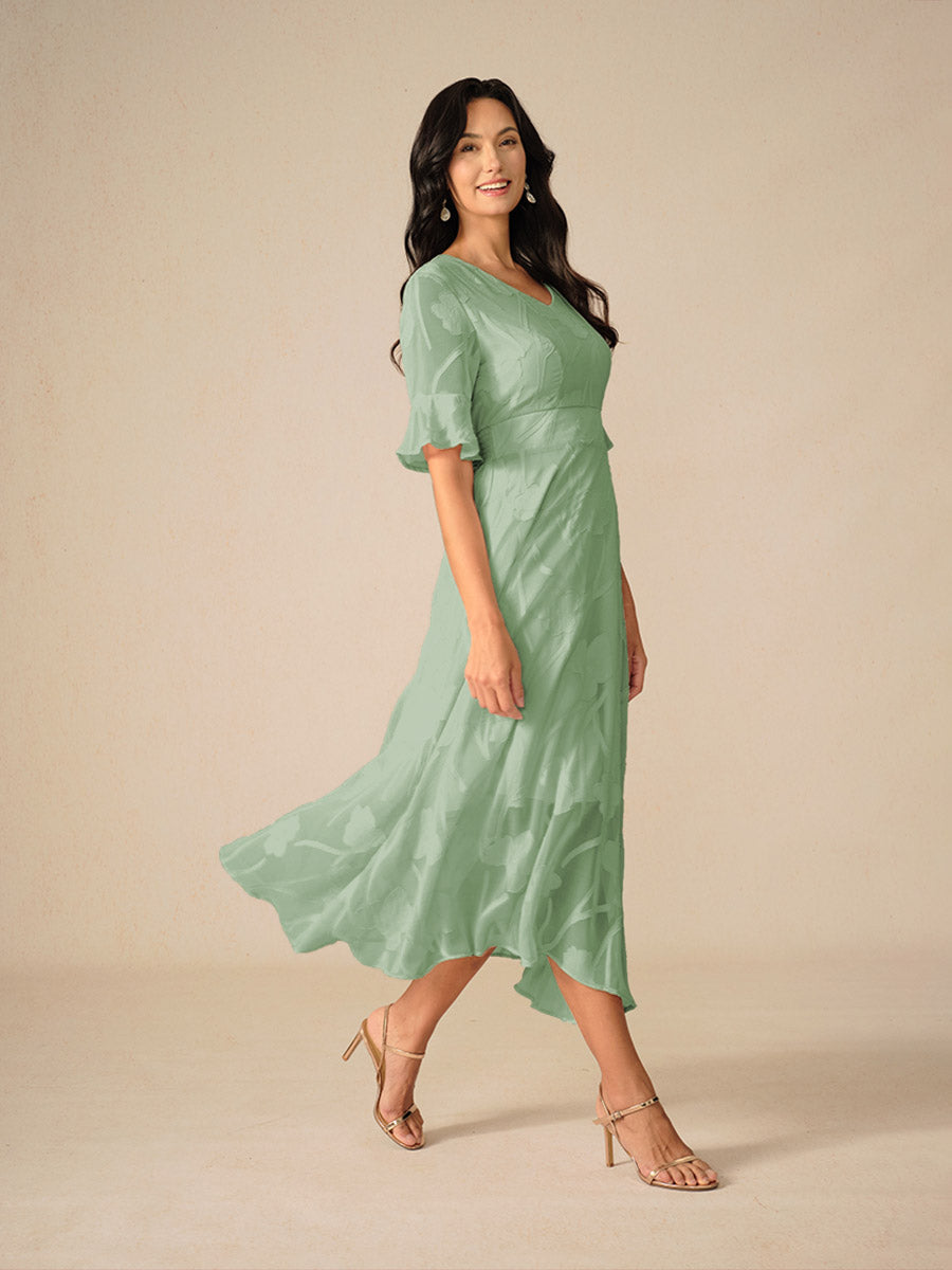 Image of Angela | Women's V-Neck A-Line Midi Dress