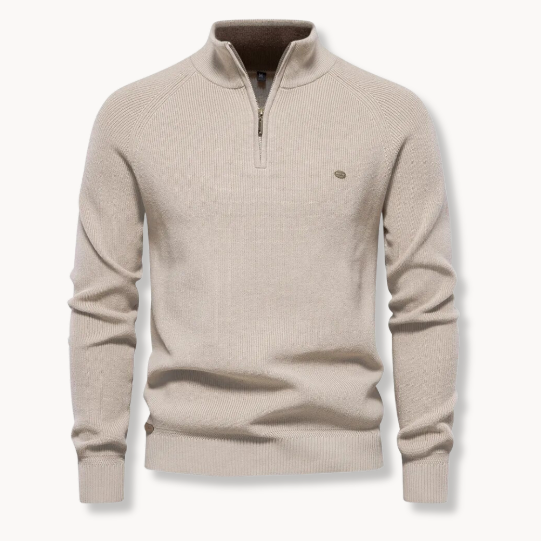 Image of Angus | Men's Half-Zip Ribbed Knit Sweater