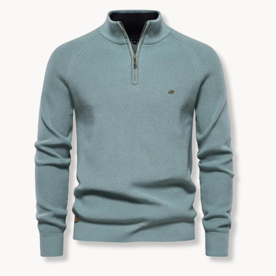 Image of Angus | Men's Half-Zip Ribbed Knit Sweater