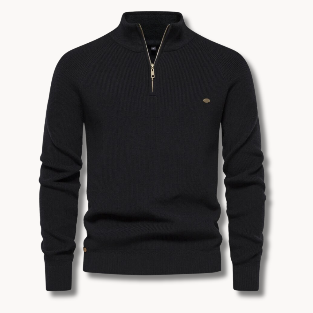 Image of Angus | Men's Half-Zip Ribbed Knit Sweater