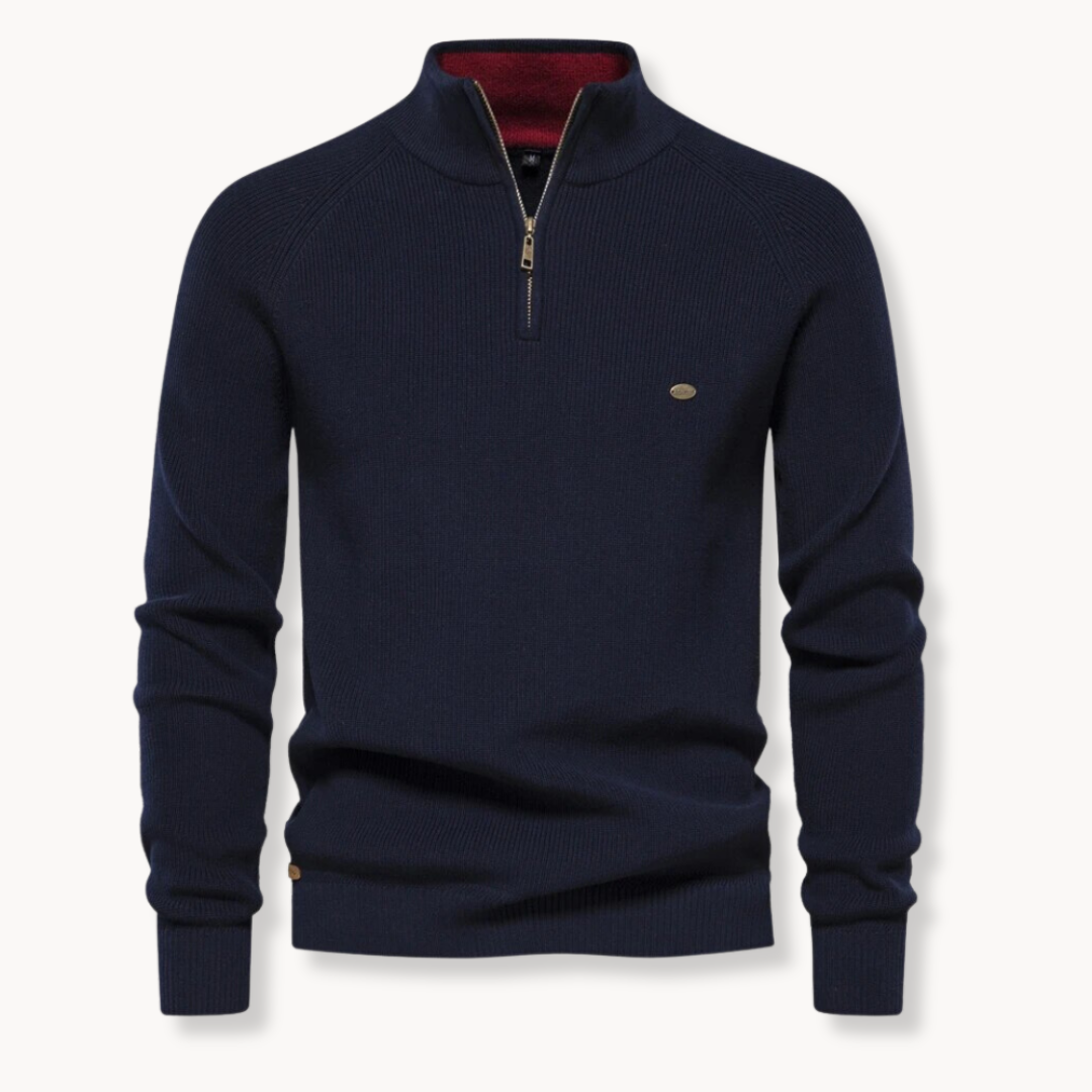 Image of Angus | Men's Half-Zip Ribbed Knit Sweater
