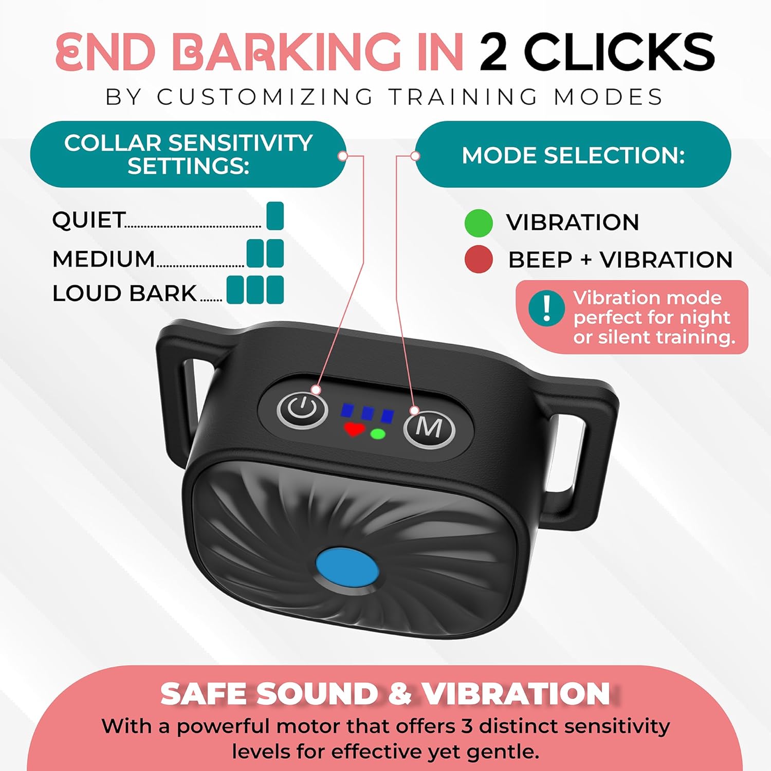 Anti-Bark Collar | Sound and Vibration | Intelligent Bark Detection | BarkSense