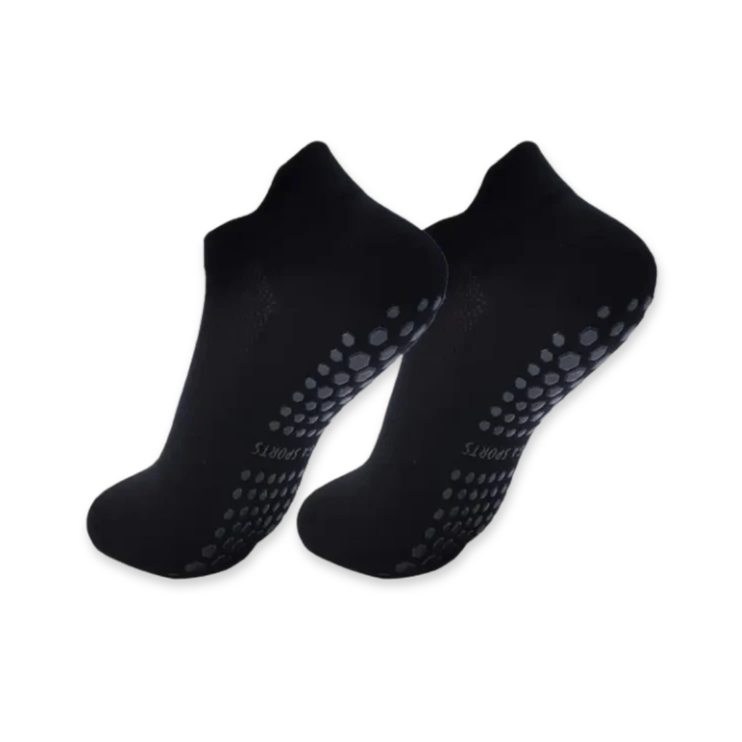 Anti-Slip Yoga and Pilates Socks, Black Elastic Material, Comfortable and Breathable