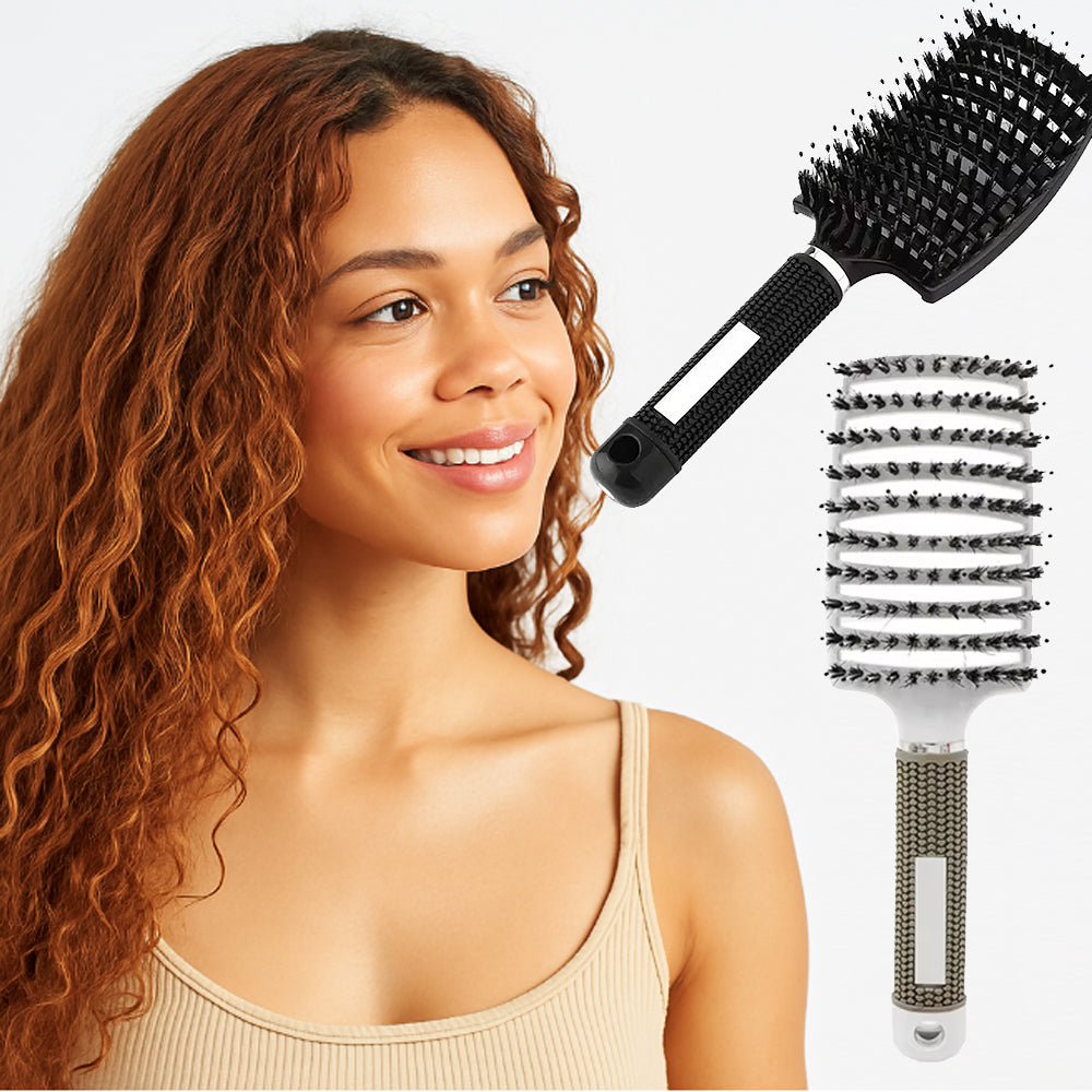 Anti-Tangle Hair Brush with Boar Bristles – Gentle on Wet and Dry Hair