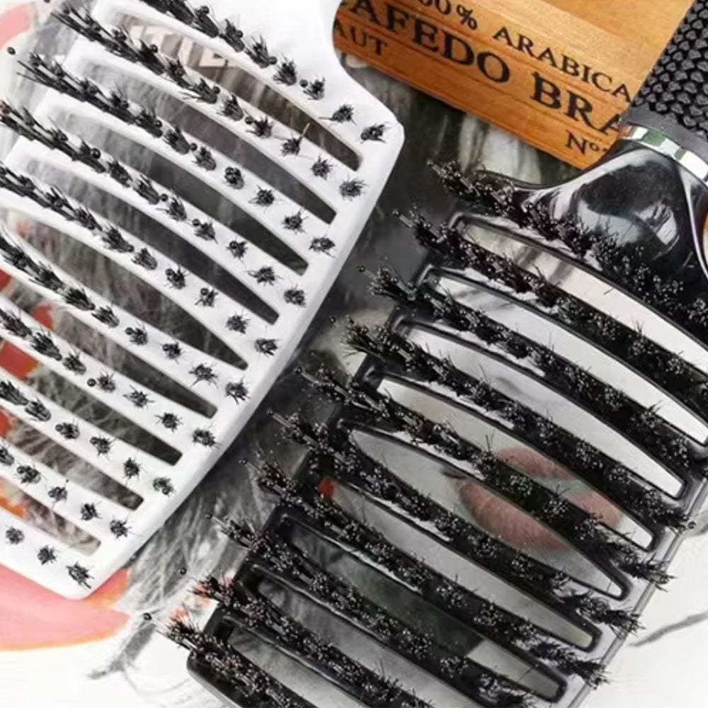 Anti-Tangle Hair Brush with Boar Bristles – Gentle on Wet and Dry Hair