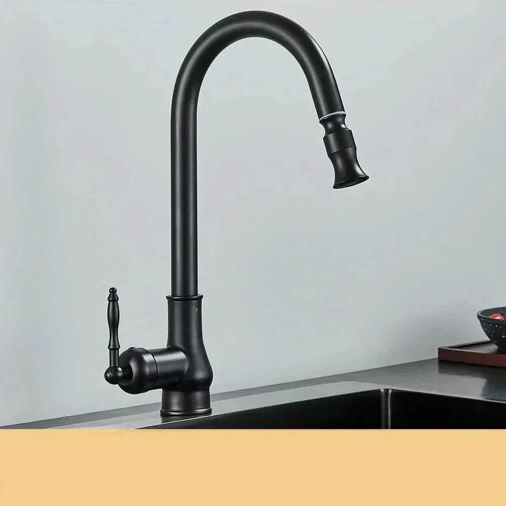 Antique Brass Kitchen Faucet with Swivel Spout