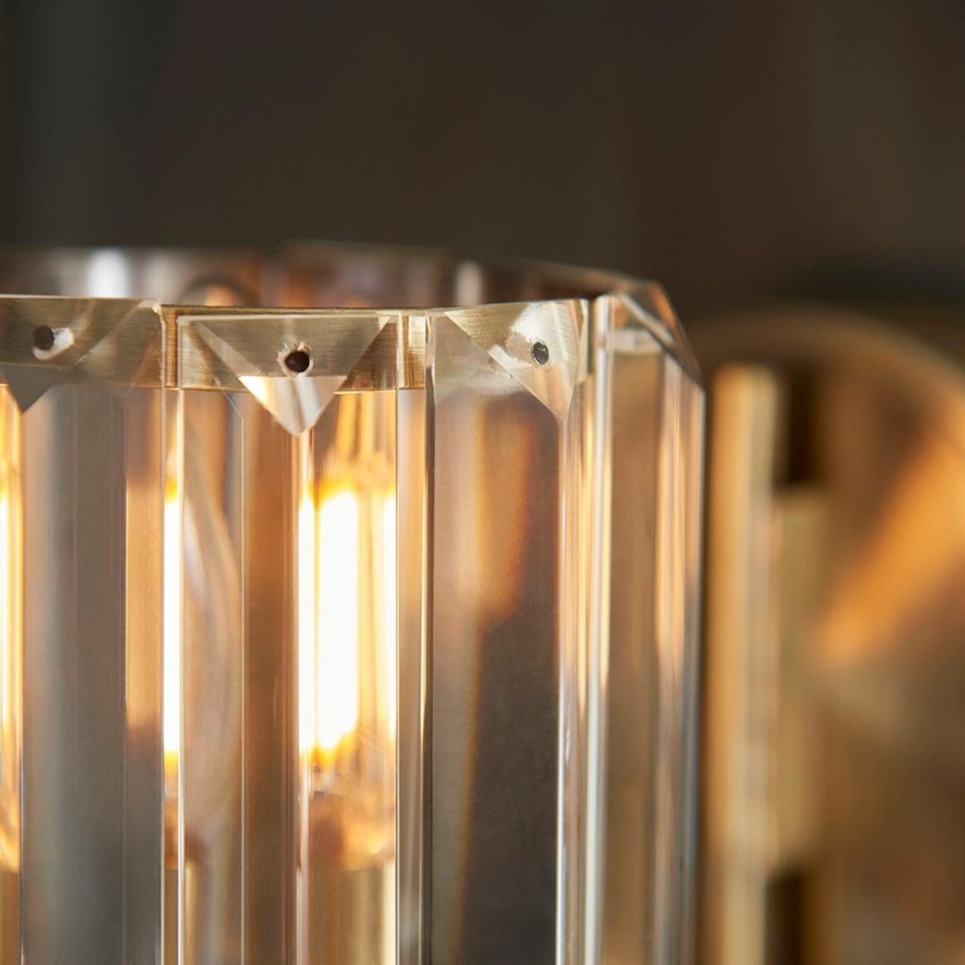 Antique Brass Wall Sconce with Faceted Shade