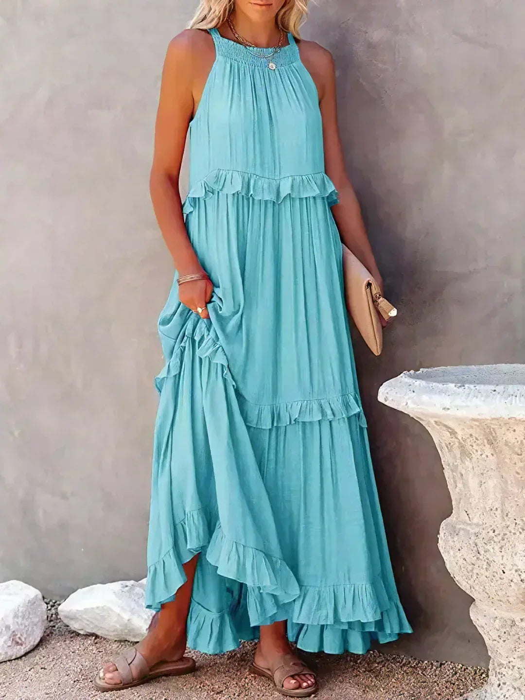 Image of Ariel | Women's Sleeveless Tiered Maxi Dress