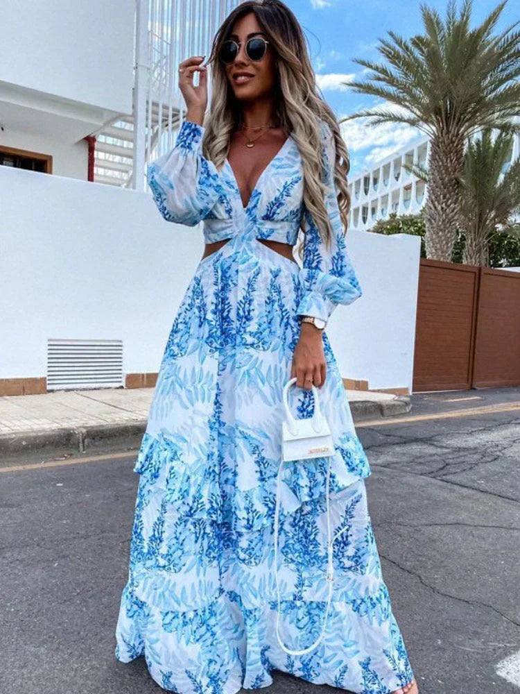 Image of Ashley | Women's Long Sleeve Cutout Maxi Dress