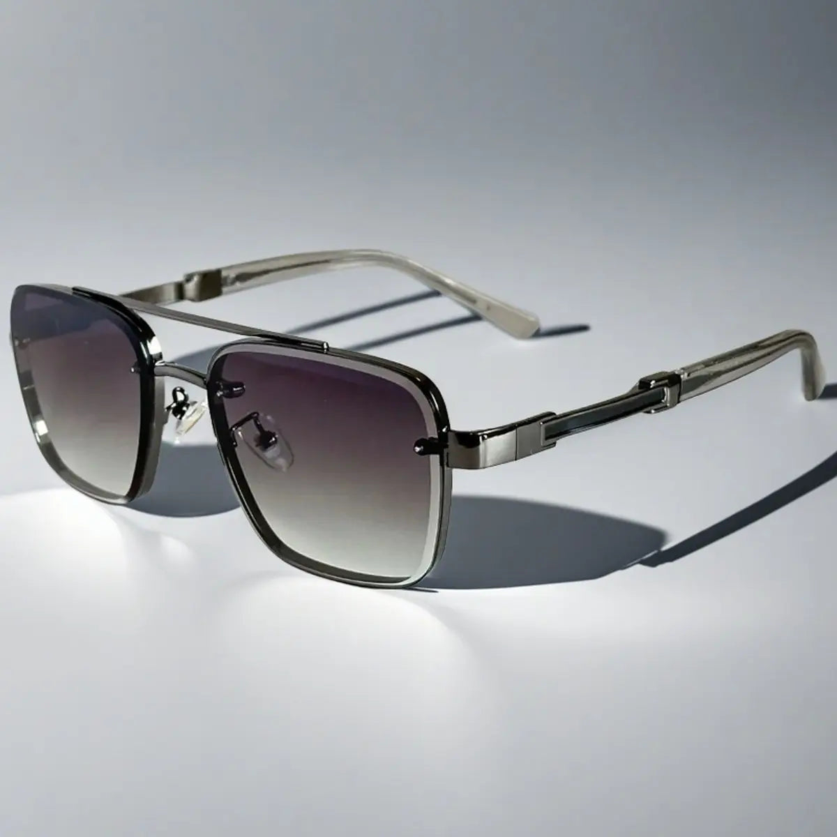 Aviator-Square Fusion Gold-Tone Gradient Lens Sunglasses