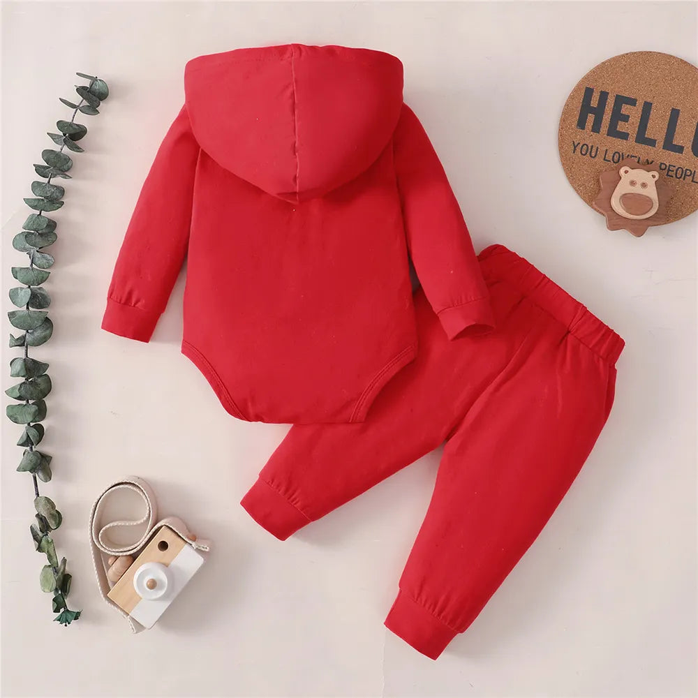 Baby Boys' Hoodie Jumpsuit & Pants Set - Cozy Spring Outfit