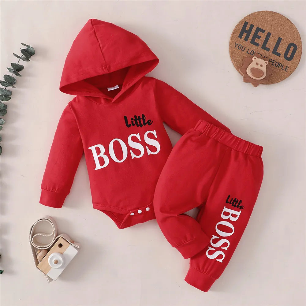 Baby Boys' Hoodie Jumpsuit & Pants Set - Cozy Spring Outfit