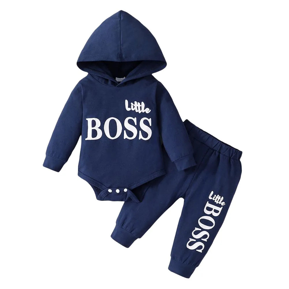 Baby Boys' Hoodie Jumpsuit & Pants Set - Cozy Spring Outfit