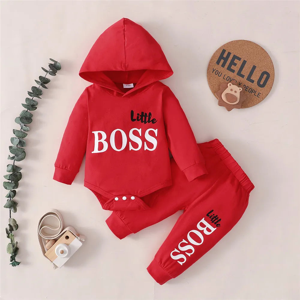Baby Boys' Hoodie Jumpsuit & Pants Set - Cozy Spring Outfit