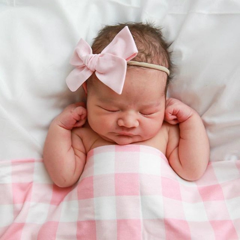 Baby Plaid Swaddle Blanket & Hat Set for Newborns