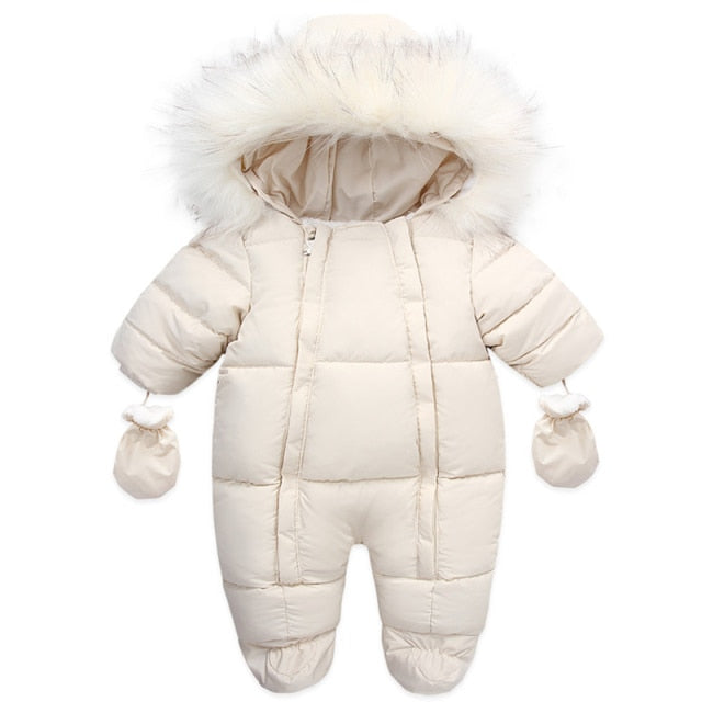 Baby Winter Romper with Integrated Gloves