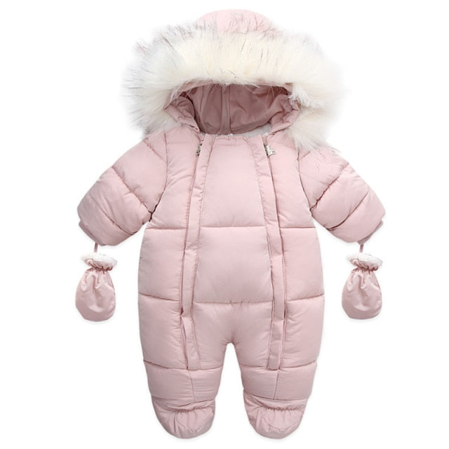 Baby Winter Romper with Integrated Gloves