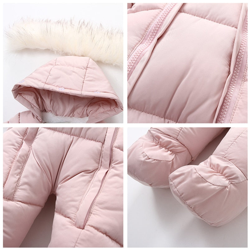 Baby Winter Romper with Integrated Gloves