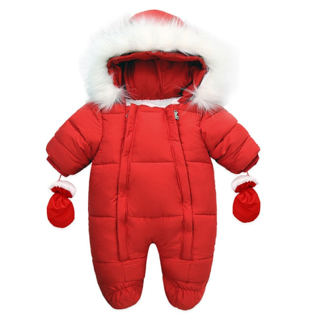 Baby Winter Romper with Integrated Gloves