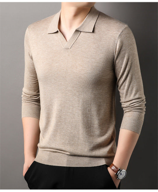 Image of Barry | Men's Long Sleeve V-Neck Polo Shirt