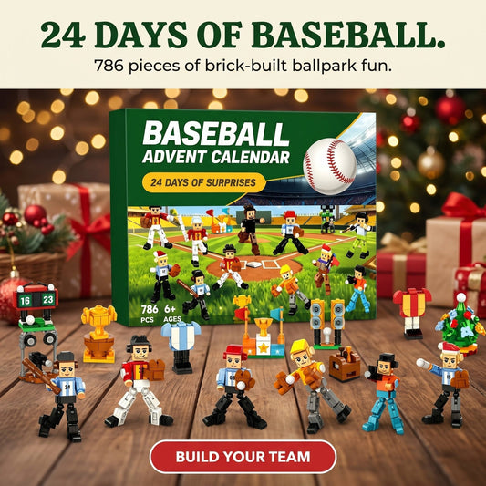 Baseball Advent Calendar for Kids, 786-Piece Brick Team and Ballpark Builds