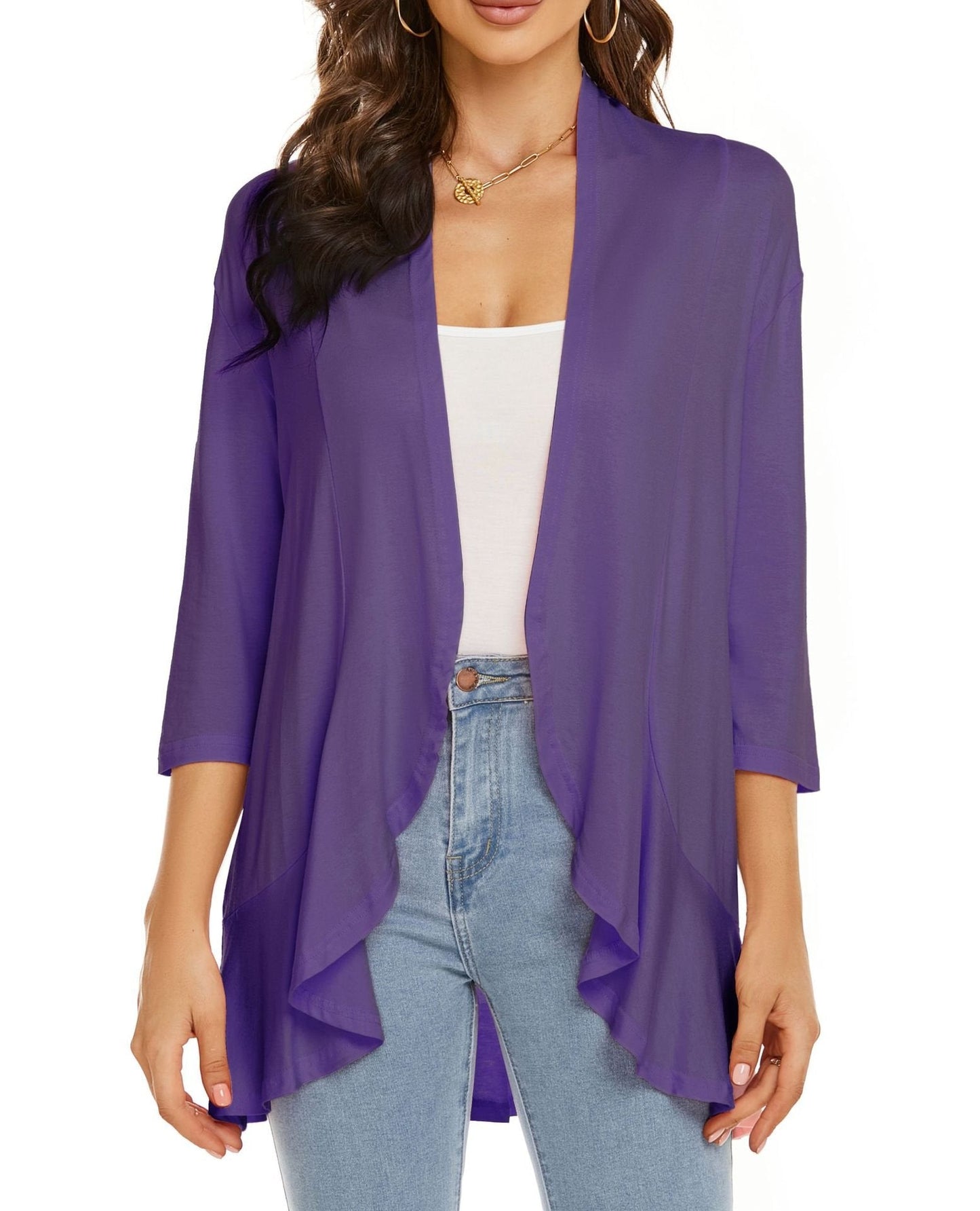 Image of Bella | Women's Open Front Draped Cardigan