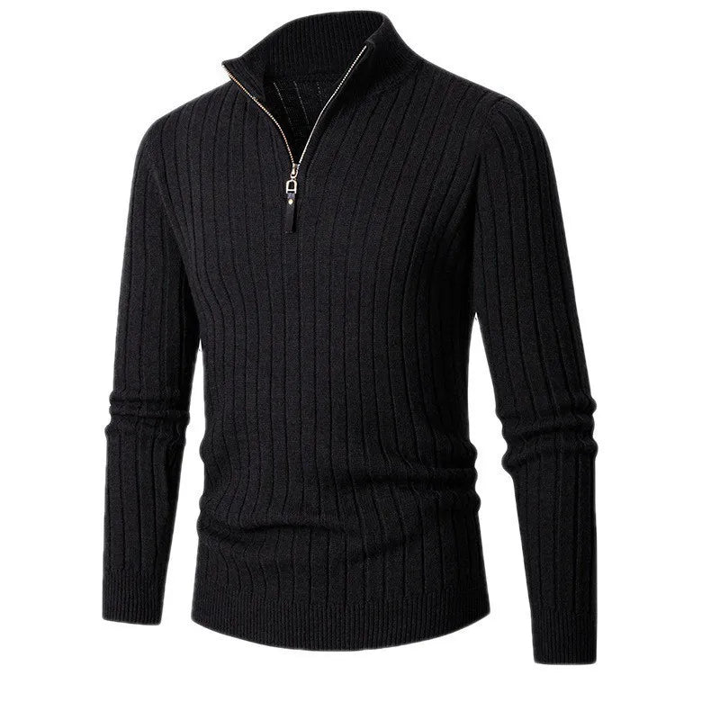Image of Bernard | Men's Half-Zip Ribbed Sweater