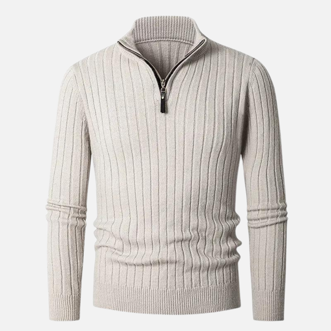 Image of Bernard | Men's Half-Zip Ribbed Sweater